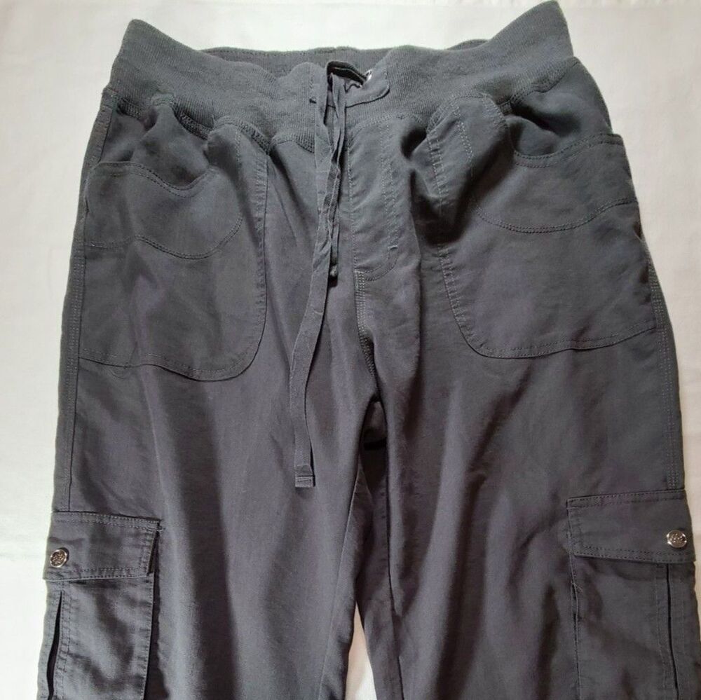 Mofiz Womens Cargo Capri Pants L Gray Quick Dry Hiking Lightweight Outdoor Crop